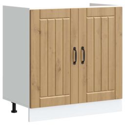 Berkfield Home Sink Base Cabinet Lucca Artisan Oak Engineered Wood in Brown - thumbnail 1
