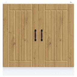 Berkfield Home Sink Base Cabinet Lucca Artisan Oak Engineered Wood in Brown - thumbnail 4