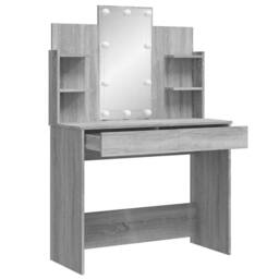 Berkfield Home Dressing Table with LED Lights Grey Sonoma 96x40x142 cm - Size: 96 x 40 x 142 cm - thumbnail 4