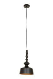 Orsina Black Iron Hanging Lamp With Metallic Gold Lining, Ceiling Fixture With Dome Silhouette, Industrial Pendant - thumbnail 2