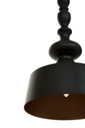 Orsina Black Iron Hanging Lamp With Metallic Gold Lining, Ceiling Fixture With Dome Silhouette, Industrial Pendant - thumbnail 5