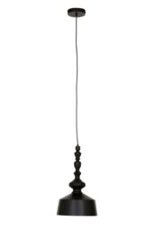 Orsina Black Iron Hanging Lamp With Metallic Gold Lining, Ceiling Fixture With Dome Silhouette, Industrial Pendant