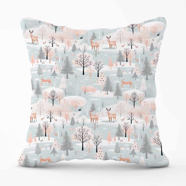 Warren Reed - Designer Whimsical Christmas Winter Wonderland Outdoor Cushion in Blue - Size: 60 cm x 60 cm - image 1
