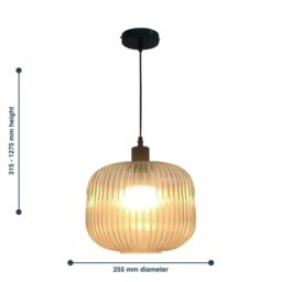 First Choice Lighting Set of 2 Batley Large - Clear Ribbed Glass with Black Pendant Fittings - thumbnail 8