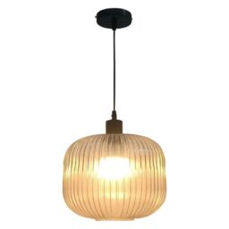 First Choice Lighting Set of 2 Batley Large - Clear Ribbed Glass with Black Pendant Fittings - thumbnail 2