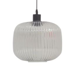 First Choice Lighting Set of 2 Batley Large - Clear Ribbed Glass with Black Pendant Fittings - thumbnail 7