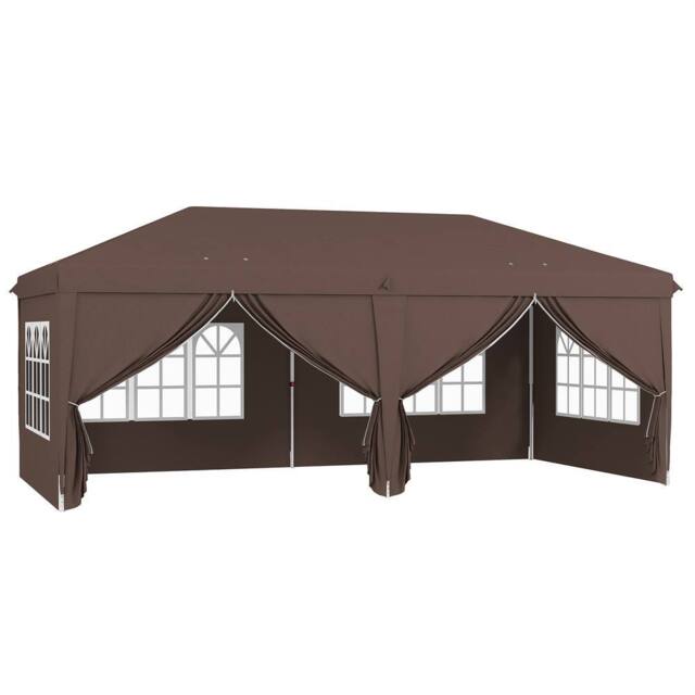 Matteo Brown 3x6m Pop Up Party Tent - Height Adjustable Gazebo with Sides - image 1