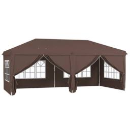 Matteo Brown 3x6m Pop Up Party Tent - Height Adjustable Gazebo with Sides - thumbnail 1
