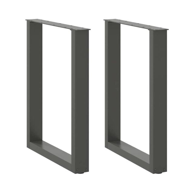 Berkfield Home Coffee Table Legs U-Shaped 2 pcs Anthracite 70x(72-73) cm Steel in Black - image 1