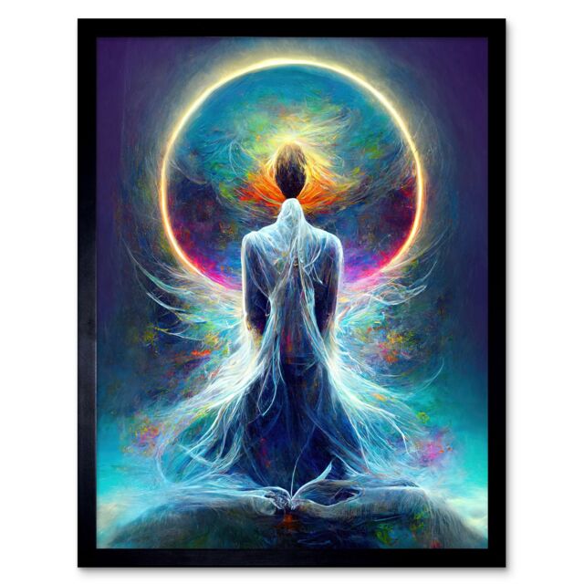 "Artery8 Wall Art Print Mystical Psychic Spiritual Dream Art Framed in Black - Size: W12"" x H16""" - image 1