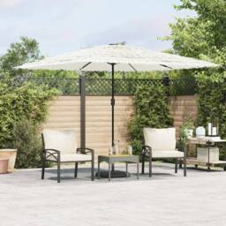 Berkfield Home Garden Parasol with Steel Pole White 290x290x238 cm - Size: 290 x 290 x 238 cm - thumbnail 2