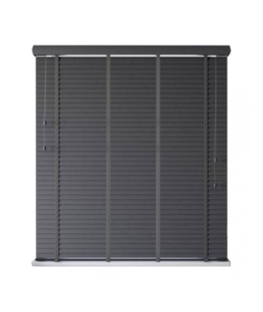 New Edge Blinds Faux Wood Venetian Blind with Tapes (120cm Drop) in Dark Grey - Size: 180 cm width x 160 cm drop - image 1
