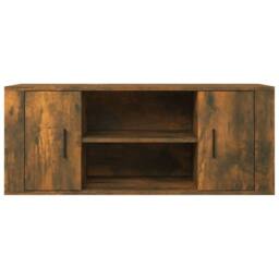 Berkfield Home TV Cabinet Smoked Oak 100x35x40 cm Engineered Wood in Brown - Size: 100 x 35 x 40 cm - thumbnail 5