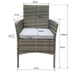 RayGar Valencia 4 Seater Rattan Dining Set Outdoor Weather Proof Polyrattan in Grey - Size: 4 Person - thumbnail 6
