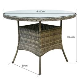 RayGar Valencia 4 Seater Rattan Dining Set Outdoor Weather Proof Polyrattan in Grey - Size: 4 Person - thumbnail 5