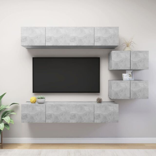 Berkfield Home 6 Piece TV Cabinet Set Concrete Grey Engineered Wood - image 1