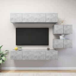 Berkfield Home 6 Piece TV Cabinet Set Concrete Grey Engineered Wood - thumbnail 1