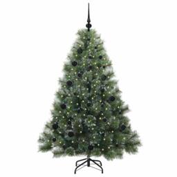 Berkfield Home Artificial Christmas Tree with 150 LEDs Green 150 cm PE & PVC - thumbnail 3