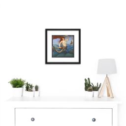 Artery8 Burne Jones Sea Nymph Mermaid Fish Painting 8X8 Inch Square Wooden Framed Wall Art Print Picture with Mount in Black - thumbnail 2