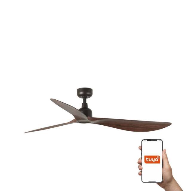 Netlighting Outwood Large 3 Blade Ceiling Fan Dark Brown Tuya Smart System - image 1