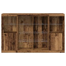 Berkfield Home Sideboard with LED Lights Old Wood 163x37x100 cm Engineered Wood in Brown - Size: 163 x 37 x 100 cm - thumbnail 5