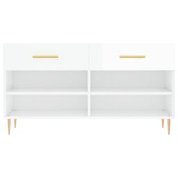 Berkfield Home Shoe Bench High Gloss White 102x35x55 cm Engineered Wood - Size: 102 x 35 x 55 cm - thumbnail 6