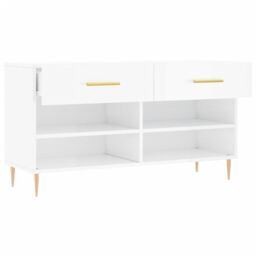 Berkfield Home Shoe Bench High Gloss White 102x35x55 cm Engineered Wood - Size: 102 x 35 x 55 cm - thumbnail 5