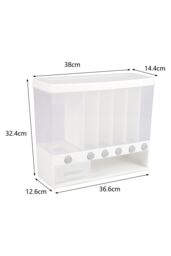 H&O Direct 6 Grids Grain Dry Food Dispenser Kitchen Storage Box with Measuring Cup in White - thumbnail 4