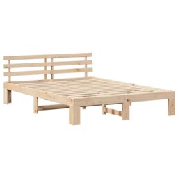 Berkfield Home Natural Pine Bed Frame Natural Wood Solid Pine Wood 150 x 200 cm in Brown - thumbnail 2