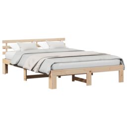 Berkfield Home Natural Pine Bed Frame Natural Wood Solid Pine Wood 150 x 200 cm in Brown - thumbnail 3