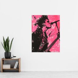 "Artery8 Punk Music Singer Guitarist Modern Portrait Pink Wall Art Print - Size: W24"" x H32""" - thumbnail 4