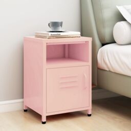 Berkfield Home Nightstand Pink 35x35x51 cm Steel - Size: 35 x 35 x 51 cm