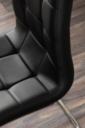 FurnitureboxUK Novara Chrome Metal 100cm Round Glass Dining Table & 4 Murano Dining Chairs in Black - thumbnail 9