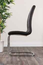 FurnitureboxUK Novara Chrome Metal 100cm Round Glass Dining Table & 4 Murano Dining Chairs in Black - thumbnail 3