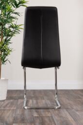 FurnitureboxUK Novara Chrome Metal 100cm Round Glass Dining Table & 4 Murano Dining Chairs in Black - thumbnail 4