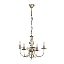ValueLights Memphis Twist 5 Way Antique Gold Ceiling Light Chandelier - thumbnail 1