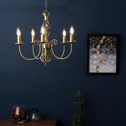 ValueLights Memphis Twist 5 Way Antique Gold Ceiling Light Chandelier - thumbnail 5