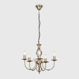 ValueLights Memphis Twist 5 Way Antique Gold Ceiling Light Chandelier - thumbnail 3