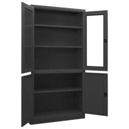 Berkfield Home Office Cabinet Anthracite 90x40x180 cm Steel in Black - Size: 90 x 40 x 180 cm - thumbnail 5