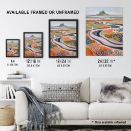 "Artery8 Holy Island Landscape Lindisfarne Castle Painting Wall Art Print - Size: W18"" x H24""" - thumbnail 3