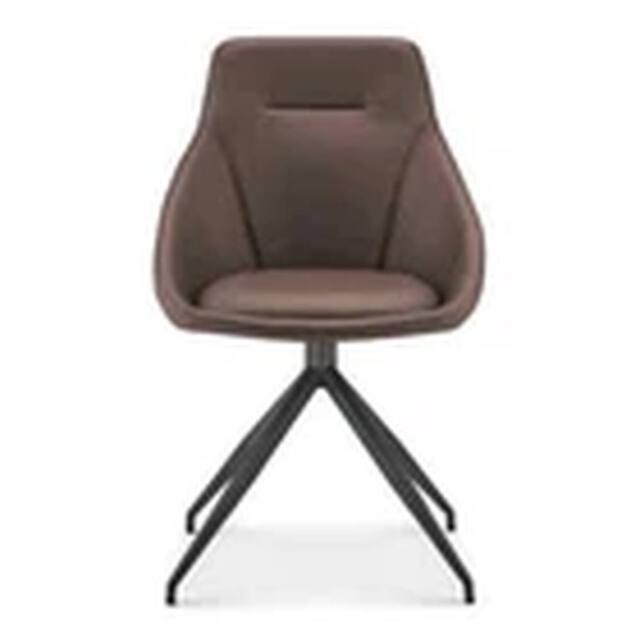 Havendro Brown Faux Leather Swivel Office Chair - No Wheels, 360° Rotation brown - image 1
