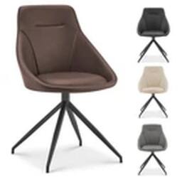 Havendro Brown Faux Leather Swivel Office Chair - No Wheels, 360° Rotation brown - thumbnail 4