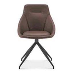 Havendro Brown Faux Leather Swivel Office Chair - No Wheels, 360° Rotation brown - thumbnail 1