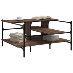 Berkfield Home Coffee Table Brown Oak 100x100x48.5 cm Engineered¬†Wood - thumbnail 4