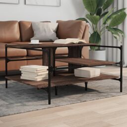 Berkfield Home Coffee Table Brown Oak 100x100x48.5 cm Engineered¬†Wood - thumbnail 1