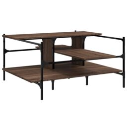 Berkfield Home Coffee Table Brown Oak 100x100x48.5 cm Engineered¬†Wood - thumbnail 2