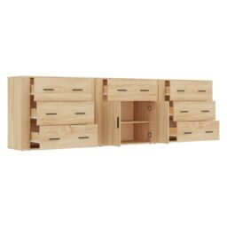 Berkfield Home Sideboards 3 pcs Sonoma Oak Engineered Wood in Brown - thumbnail 5