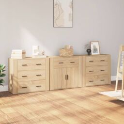 Berkfield Home Sideboards 3 pcs Sonoma Oak Engineered Wood in Brown - thumbnail 1
