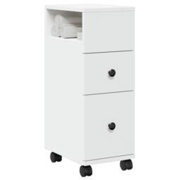Berkfield Home Narrow Bathroom Cabinet with Wheels White Engineered Wood - thumbnail 2