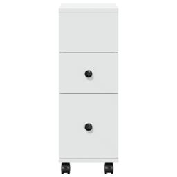 Berkfield Home Narrow Bathroom Cabinet with Wheels White Engineered Wood - thumbnail 4